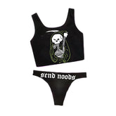 Gothic Bikini With Skull and Death Print